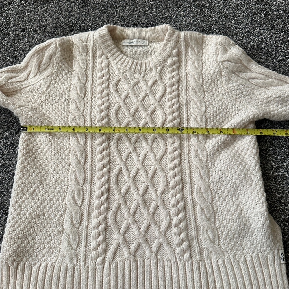 Abercrombie & Fitch Sweater Womens M White Cream Fishermen Cable Knit Pullover - Picture 11 of 16